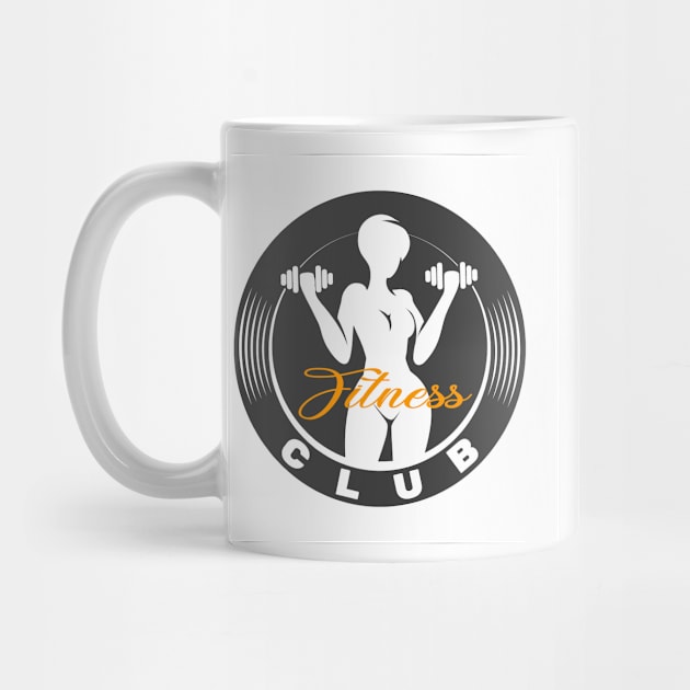 Fitness club logo or emblem with woman silhouette by devaleta